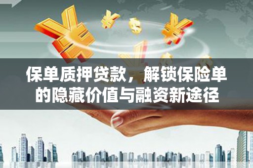 温州保单质押贷款，解锁保险单的隐藏价值与融资新途径