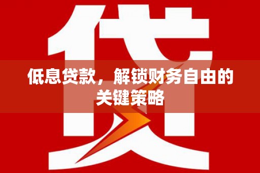 温州低息贷款，解锁财务自由的关键策略
