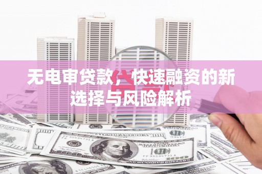 温州无电审贷款，快速融资的新选择与风险解析
