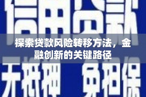 温州探索贷款风险转移方法，金融创新的关键路径