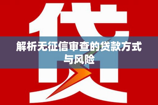 温州解析无征信审查的贷款方式与风险